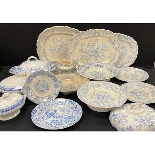 87 - B&H Blue and White Asiatic pheasant ware including; meat dishes, dishes and plates; others