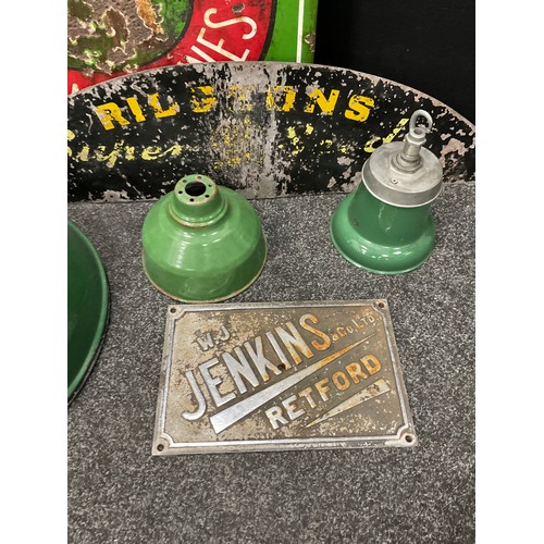 110 - Enamel signs- Belgian Singer sewing Machine Enamel Sign, 85cm high, Spillers Shapes The mixed biscui... 