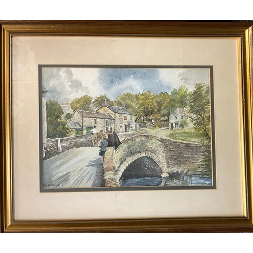 119 - Walter Horshell, Looking Down the Dales, signed, watercolour, 50cm x 74cm;  Les Ambler, Pooh Sticks,... 