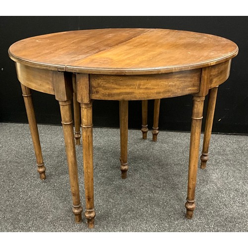 142 - A 19th century circular dining or centre table, comprising of pair of Demi-lune tables, 73.5cm high ... 