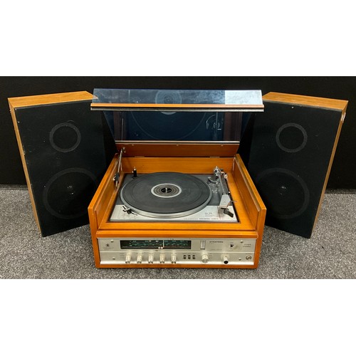 155 - A Goldring Lenco GL 75 stereo transcription turntable, in a teak case, with hinged lift-up Perspex l... 