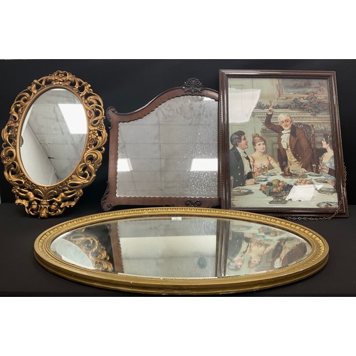 148 - A 1950s E Gomme Furniture Wycombe oval gilt framed wall mirror, bacchanalian cherubs and scrolling f... 