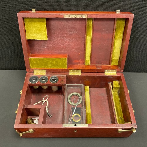 211 - A late 19th century monocular microscope by C. Reichert Wein No 12014, brass and black lacquered bod... 