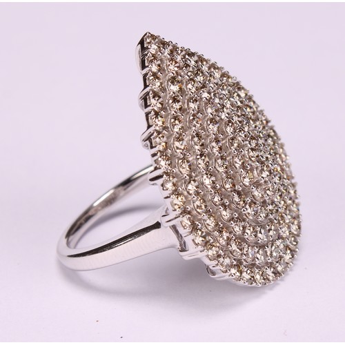 267 - A 9ct white gold pear shaped diamond cocktail ring, round brilliant cut diamonds totalling 3.15ct, s... 