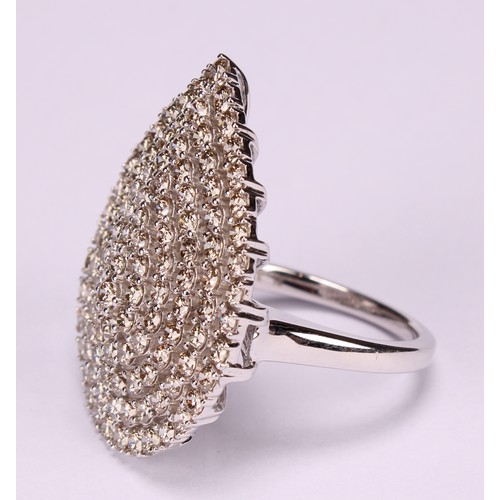 267 - A 9ct white gold pear shaped diamond cocktail ring, round brilliant cut diamonds totalling 3.15ct, s... 