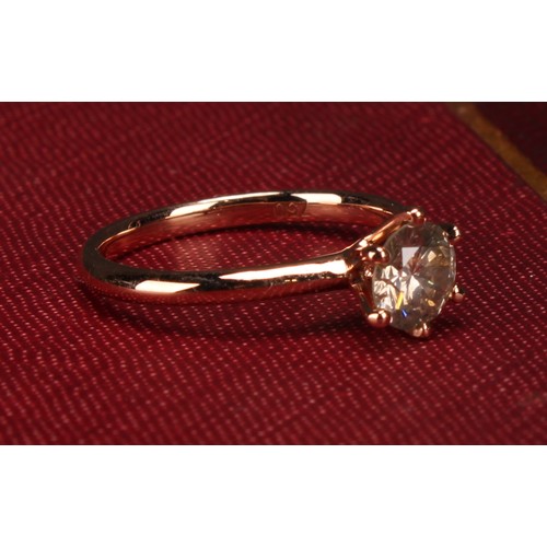 274 - An 18ct rose gold round brilliant cut diamond solitaire ring, diamond 0.81ct, WGI Cert no. WGI962414... 