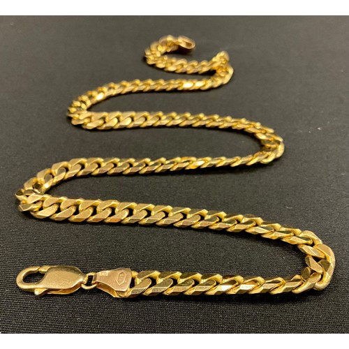 239 - A heavy weight 9ct gold curb link necklace, 43cm long, 49.2g