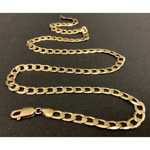 240 - A 9ct gold flat curb link necklace, stamped 9kt 375, 50cm long, 17.2g