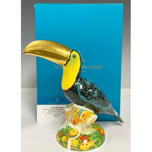 16 - A Royal Crown Derby paperweight, Golden Rio Toucan, exclusive to Goviers of Sidmouth, limited editio... 