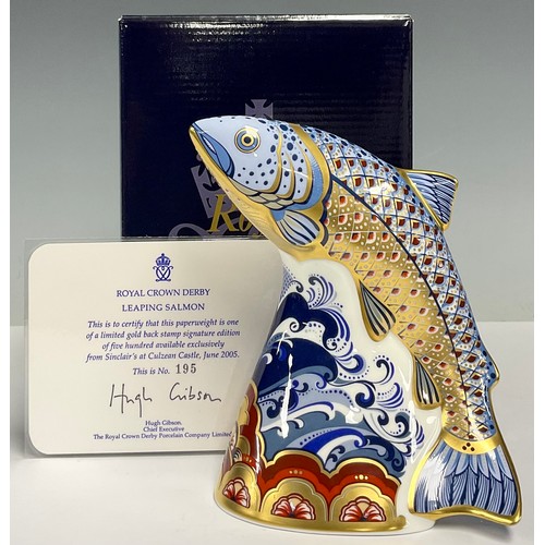 19 - A Royal Crown Derby paperweight, Leaping Salmon, available exclusively from Sinclairs at Culzean Cas... 