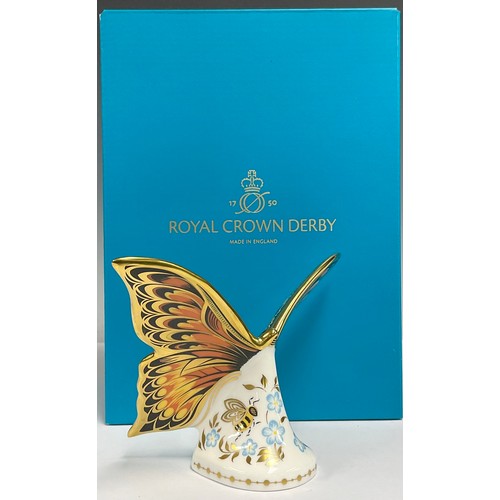 20 - A Royal Crown Derby paperweight, Peacock Butterfly, Collector's Guild exclusive, gold stopper, print... 