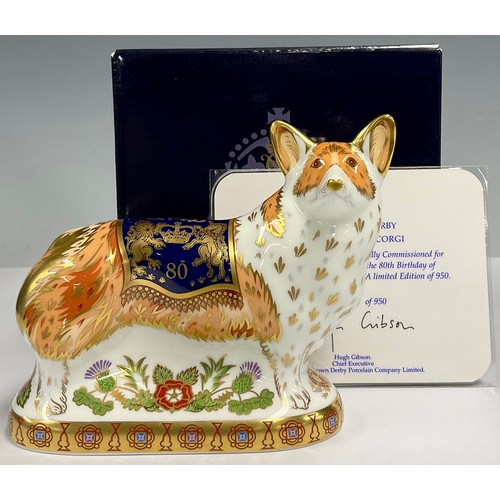 25 - A Royal Crown Derby paperweight, Royal Windsor Corgi, exclusive to Peter Jones, Wakefield, To Commem... 