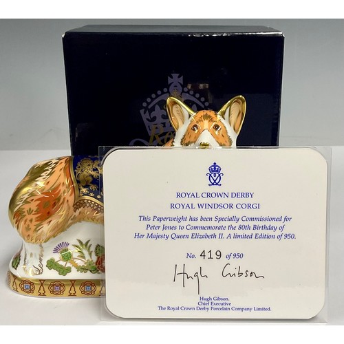 25 - A Royal Crown Derby paperweight, Royal Windsor Corgi, exclusive to Peter Jones, Wakefield, To Commem... 