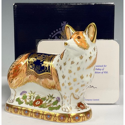 25 - A Royal Crown Derby paperweight, Royal Windsor Corgi, exclusive to Peter Jones, Wakefield, To Commem... 