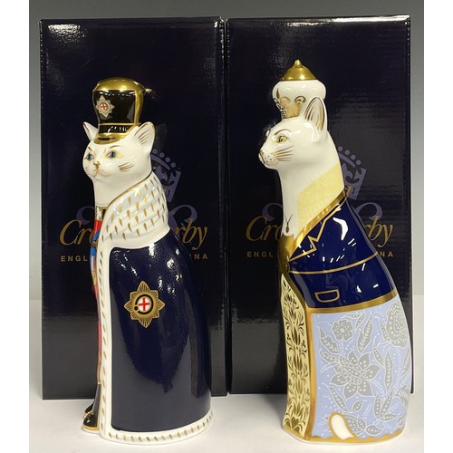 26 - A pair of Royal Crown Derby paperweights, Royal Cat William and Royal Cat Catherine, to celebrate th... 