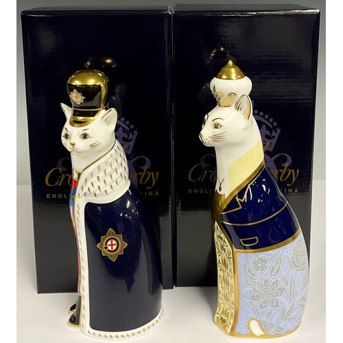 26 - A pair of Royal Crown Derby paperweights, Royal Cat William and Royal Cat Catherine, to celebrate th... 