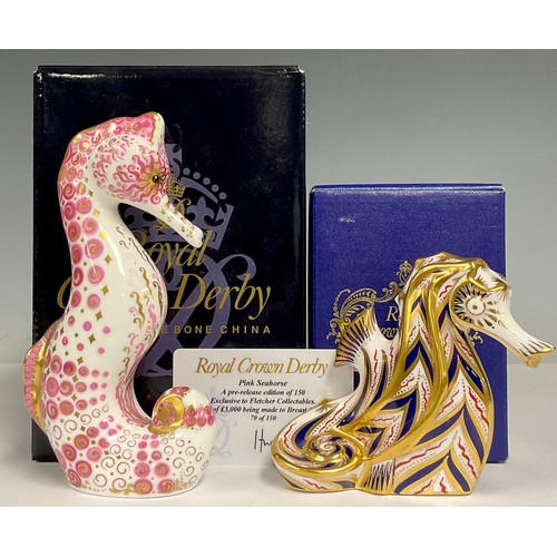 29 - A Royal Crown Derby paperweight, Pink Seahorse, exclusive to Fletcher Collectables, pre-release edit... 