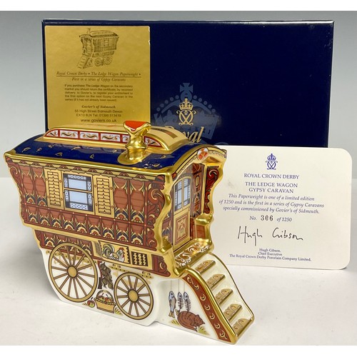 36 - A Royal Crown Derby paperweight, The Ledge Wagon Gypsy Caravan, limited edition 306/1250, first in a... 