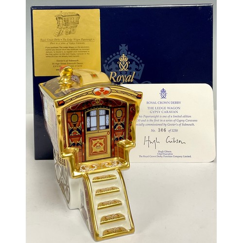 36 - A Royal Crown Derby paperweight, The Ledge Wagon Gypsy Caravan, limited edition 306/1250, first in a... 