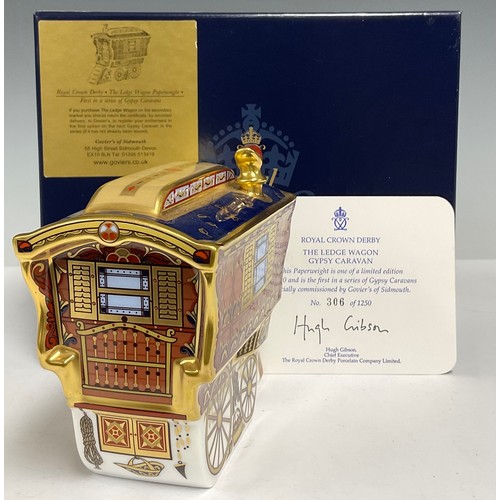 36 - A Royal Crown Derby paperweight, The Ledge Wagon Gypsy Caravan, limited edition 306/1250, first in a... 