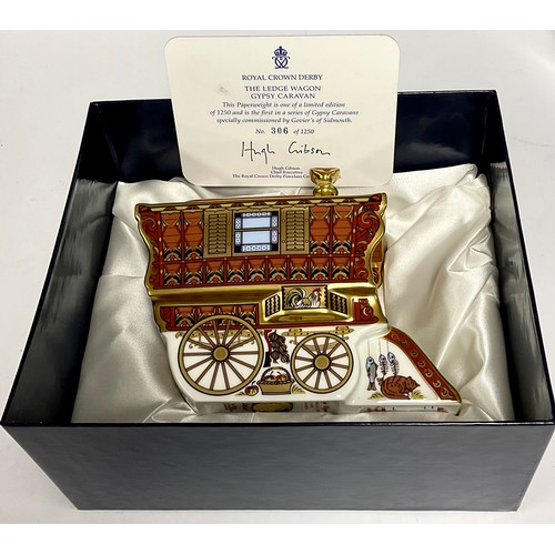 36 - A Royal Crown Derby paperweight, The Ledge Wagon Gypsy Caravan, limited edition 306/1250, first in a... 