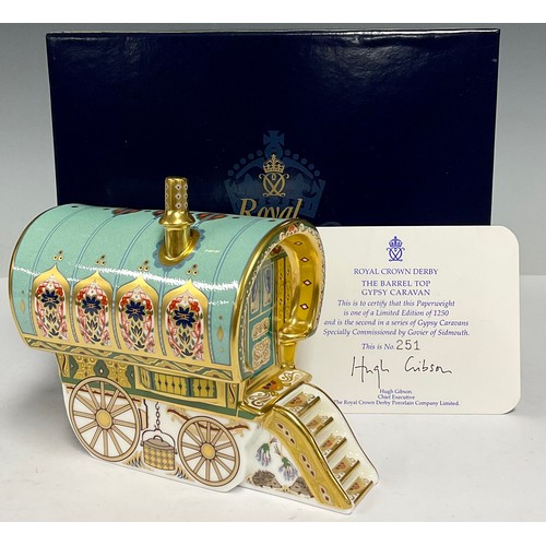 37 - A Royal Crown Derby paperweight, The Barrel Top Gypsy Caravan, limited edition 251/1250, second in a... 