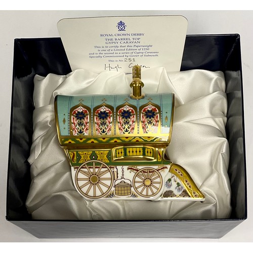 37 - A Royal Crown Derby paperweight, The Barrel Top Gypsy Caravan, limited edition 251/1250, second in a... 