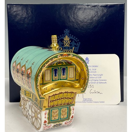 37 - A Royal Crown Derby paperweight, The Barrel Top Gypsy Caravan, limited edition 251/1250, second in a... 