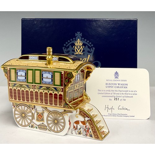 38 - A Royal Crown Derby paperweight, Burton Wagon Gypsy Caravan, limited edition 251/750, third in a ser... 