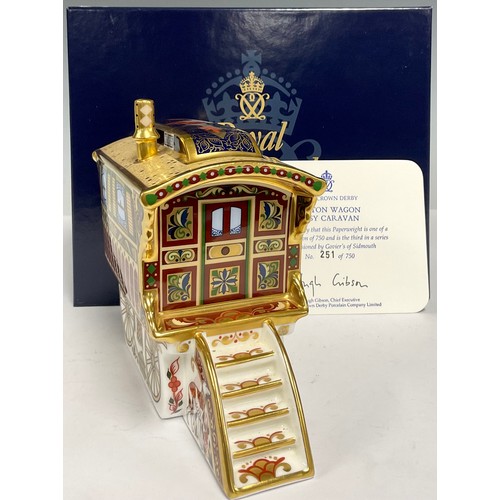 38 - A Royal Crown Derby paperweight, Burton Wagon Gypsy Caravan, limited edition 251/750, third in a ser... 