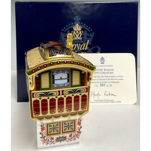 38 - A Royal Crown Derby paperweight, Burton Wagon Gypsy Caravan, limited edition 251/750, third in a ser... 