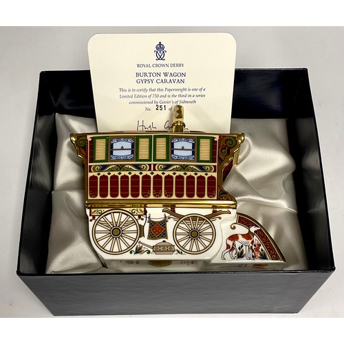 38 - A Royal Crown Derby paperweight, Burton Wagon Gypsy Caravan, limited edition 251/750, third in a ser... 