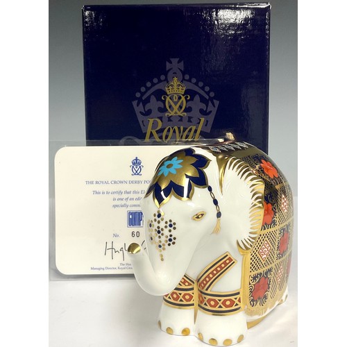 40 - A Royal Crown Derby paperweight, Elephant, decorated in the 1128 Imari palette, specially commission... 