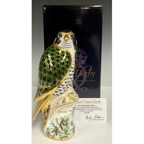 41 - A Royal Crown Derby paperweight, Harrods Peregrine Falcon, exclusive commission, limited edition 19/... 