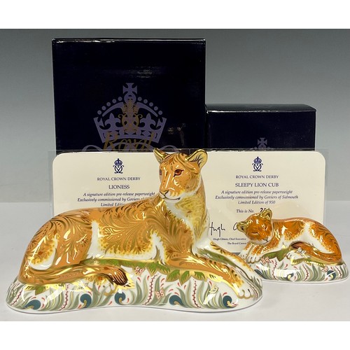 49 - A Royal Crown Derby paperweight, Lioness, signature edition 291/950, exclusively commissioned by Gov... 