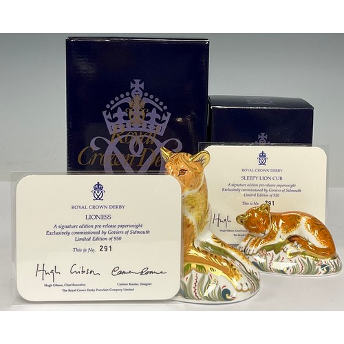 49 - A Royal Crown Derby paperweight, Lioness, signature edition 291/950, exclusively commissioned by Gov... 