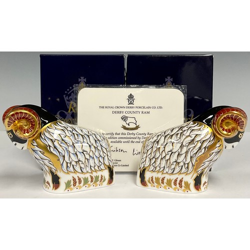 51 - A Royal Crown Derby paperweight, Derby County Ram, one of a exclusive edition commissioned by Derby ... 