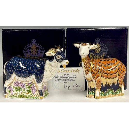 53 - A Royal Crown Derby paperweight, Billy Goat, Visitor Centre exclusive, limited edition 9/150, gold s... 