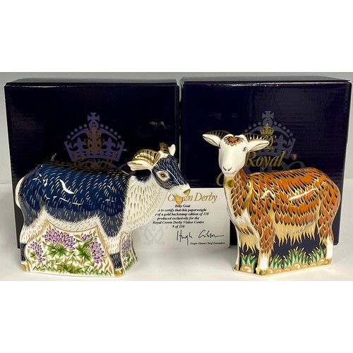 53 - A Royal Crown Derby paperweight, Billy Goat, Visitor Centre exclusive, limited edition 9/150, gold s... 