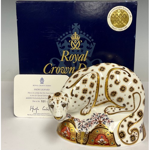 2 - A Royal Crown Derby paperweight, Snow Leopard, special limited edition for Connaught House 101/250, ... 