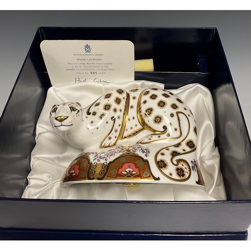 2 - A Royal Crown Derby paperweight, Snow Leopard, special limited edition for Connaught House 101/250, ... 