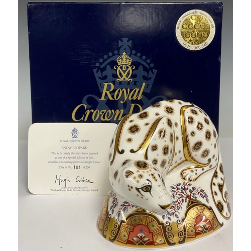 2 - A Royal Crown Derby paperweight, Snow Leopard, special limited edition for Connaught House 101/250, ... 