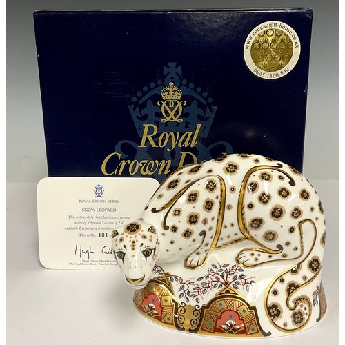 2 - A Royal Crown Derby paperweight, Snow Leopard, special limited edition for Connaught House 101/250, ... 