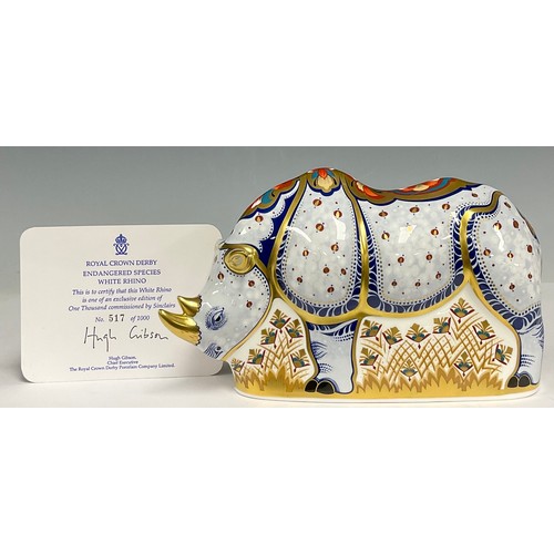 4 - A Royal Crown Derby paperweight, White Rhino, from the Endangered Species range, limited edition 517... 