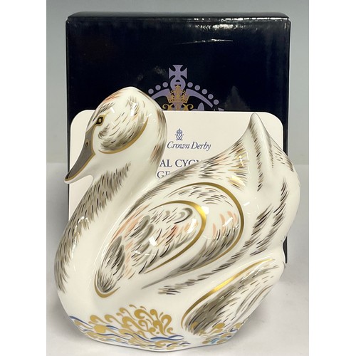 9 - A Royal Crown Derby paperweight, Royal Cygnet 'George', exclusive to Goviers of Sidmouth, marked in ... 