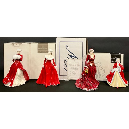 64 - Royal Doulton Compton Woodhouse limited edition figures, Mistletoe and Wine, 447/7500;  A Winters Mo... 