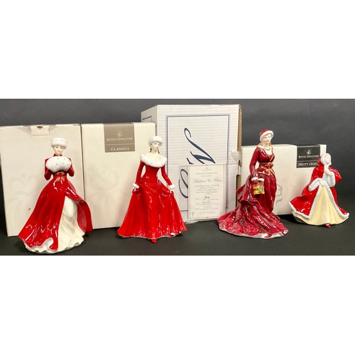 64 - Royal Doulton Compton Woodhouse limited edition figures, Mistletoe and Wine, 447/7500;  A Winters Mo... 