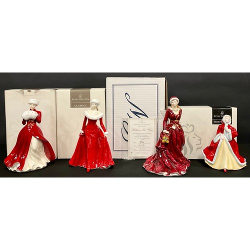 64 - Royal Doulton Compton Woodhouse limited edition figures, Mistletoe and Wine, 447/7500;  A Winters Mo... 