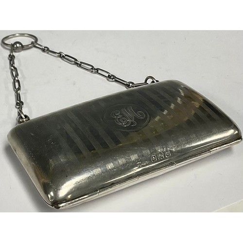 79 - A silver purse, the cartouche with initials 'EM'