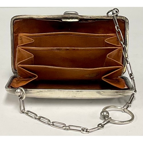 79 - A silver purse, the cartouche with initials 'EM'